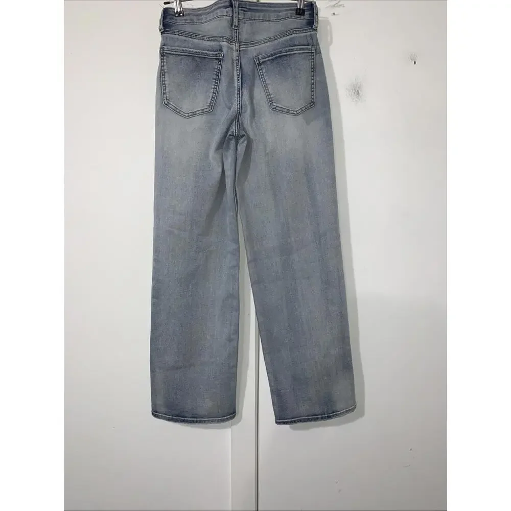 Project Indigo Jeans Rhinestone Front High Rise Wideleg Jeans Sz 7 W28” L29”R10”